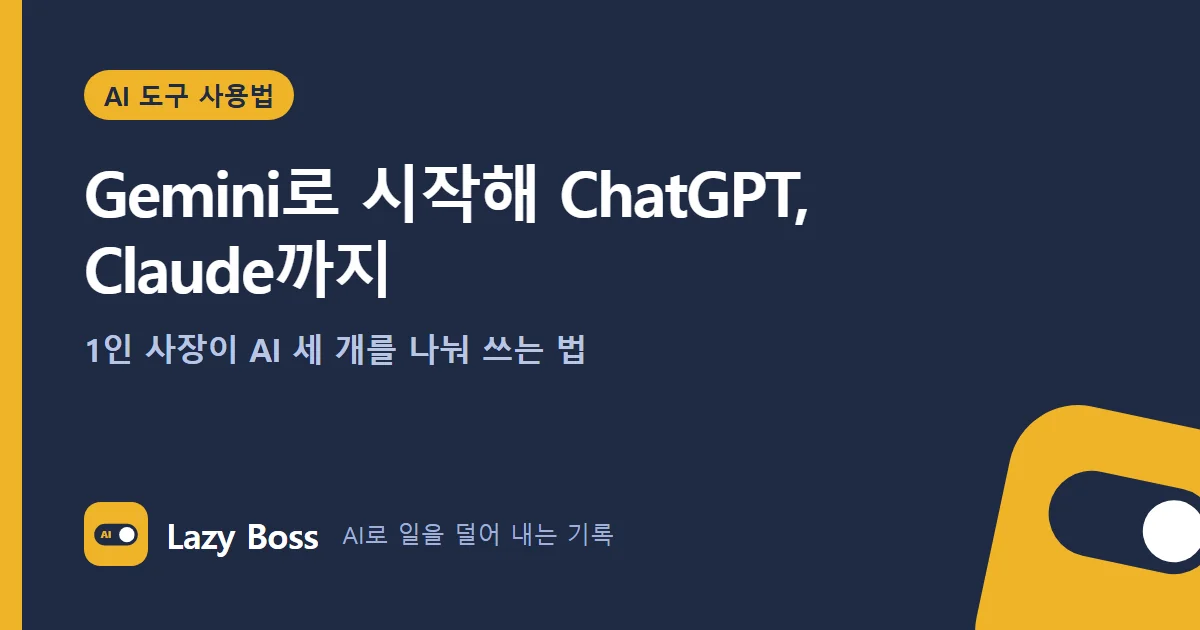 Gemini로 시작해 ChatGPT, Claude까지: 1인 사장이 AI 세 개를 나눠 쓰는 법